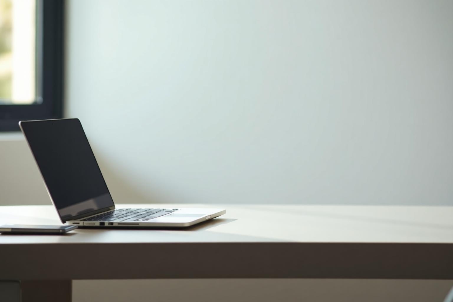 A clean workspace with a laptop representing the CB 298 online coaching program